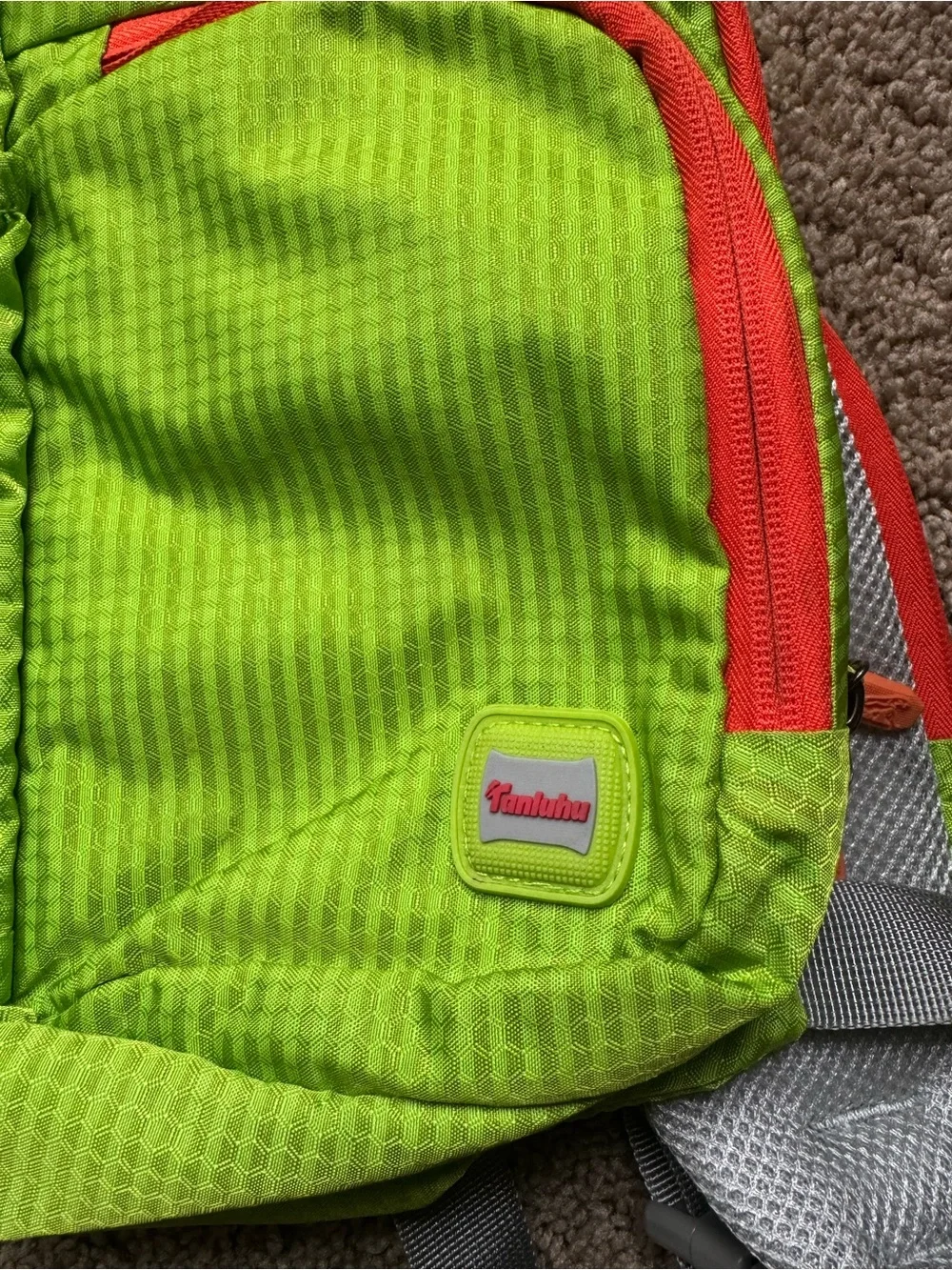 Neon Green Sling Crossbody Bag with Orange Accents